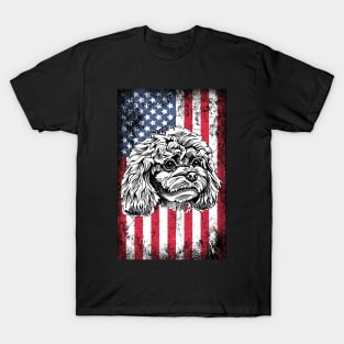 Patriotic Poodles American Flag T-Shirt